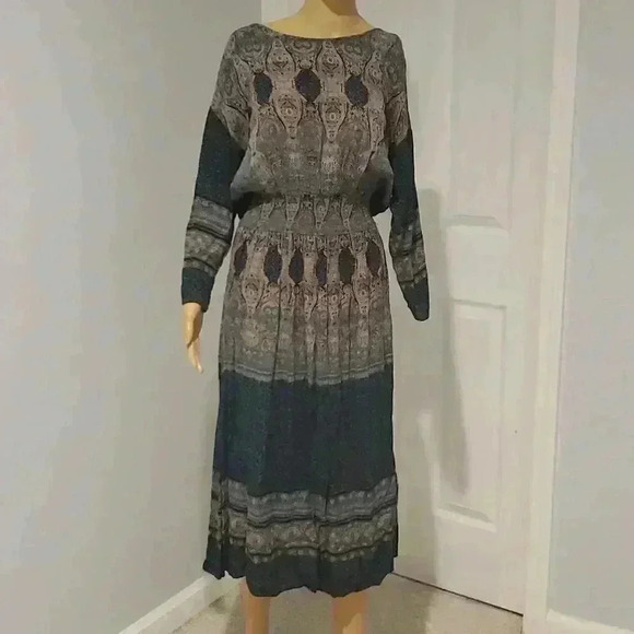 Free people reversible maxi greenish/ blue dress - Picture 13 of 16